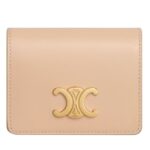 CELINE TRIOMPHE BUSINESS CARD HOLDER IN SHINY CALFSKIN OAT BEIGE