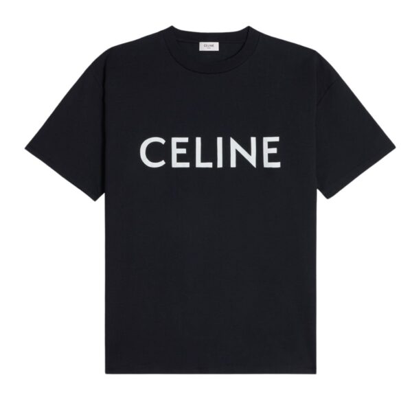 CELINE LOOSE T SHIRT IN COTTON JERSEY CHALK-BLACK - Image 2