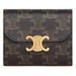 CELINE SMALL FLAP WALLET TRIOMPHE IN TRIOMPHE CANVAS TAN