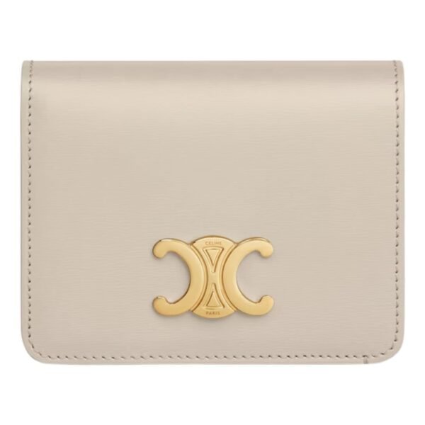CELINE TRIOMPHE COMPACT WALLET IN SHINY CALFSKIN MOON - Image 2