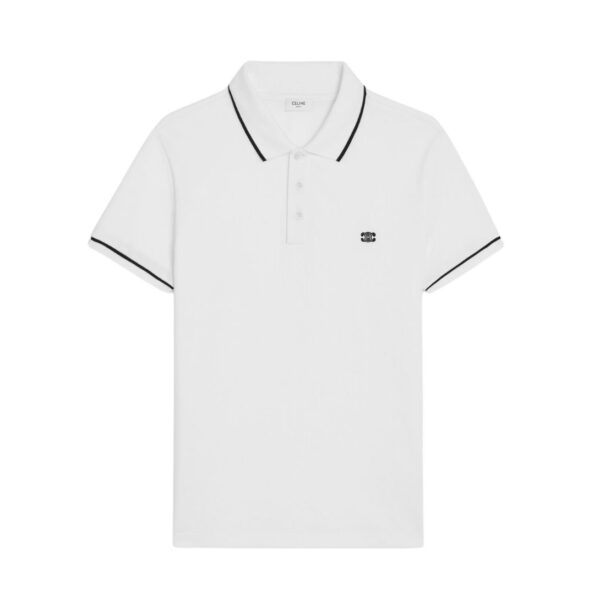 CELINE CLASSIC POLO SHIRT IN COTTON PIQUÉ BLACK-WHITE - Image 2