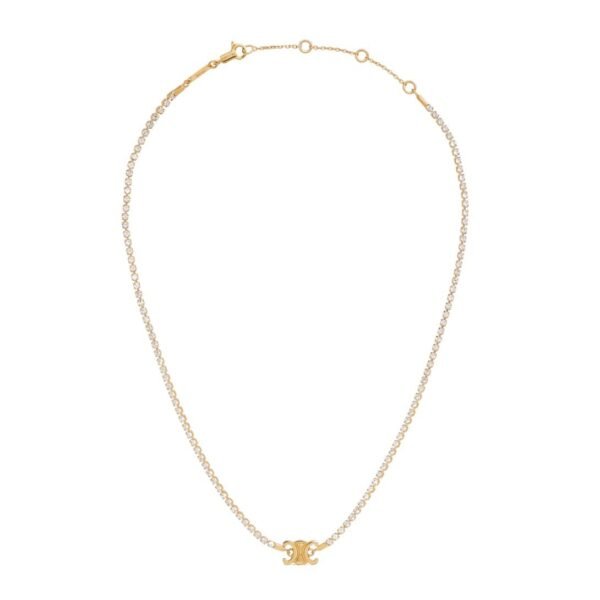 CELINE TRIOMPHE SPARKLE NECKLACE IN BRASS WITH GOLD FINISH AND STRASS