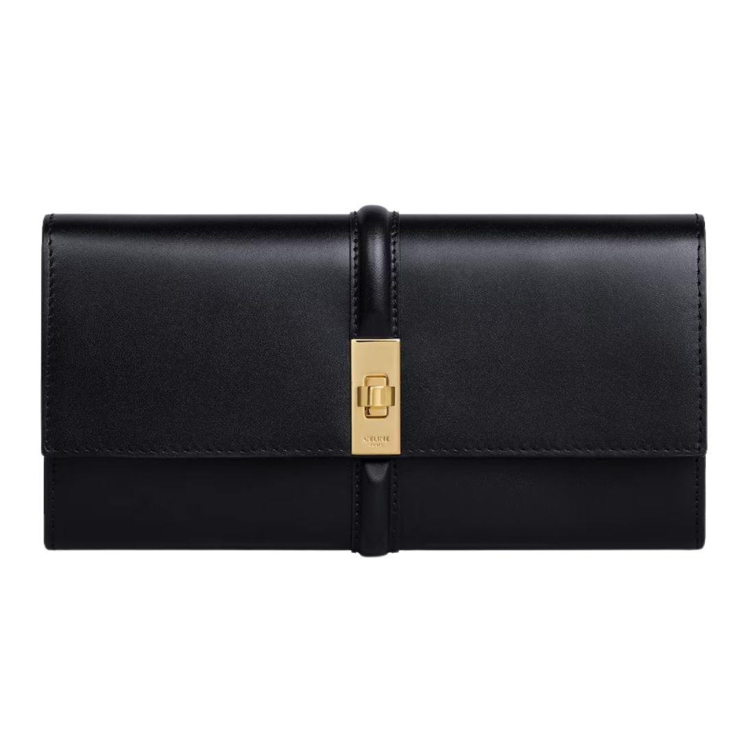 CELINE LARGE WALLET 16 IN SATINATED CALFSKIN BLACK