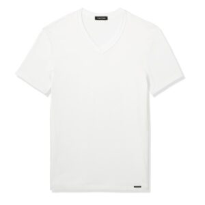 TOM FORD COTTON V NECK T SHIRT WHITE