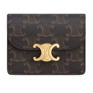 CELINE BUSINESS CARD HOLDER TRIOMPHE IN CANVAS AND LAMBSKIN
