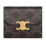 CELINE SMALL FLAP WALLET TRIOMPHE IN TRIOMPHE CANVAS TAN