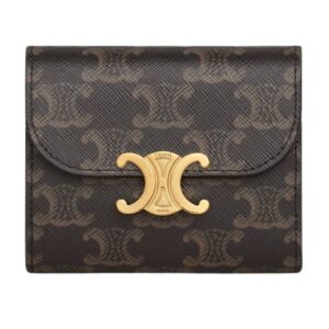 CELINE SMALL FLAP WALLET TRIOMPHE IN TRIOMPHE CANVAS TAN
