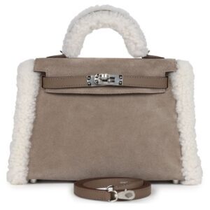HERMÈS TEDDY KELLY 20 GRIS CAILLOU AND ETOUPE SWIFT PALLADIUM HARDWARE