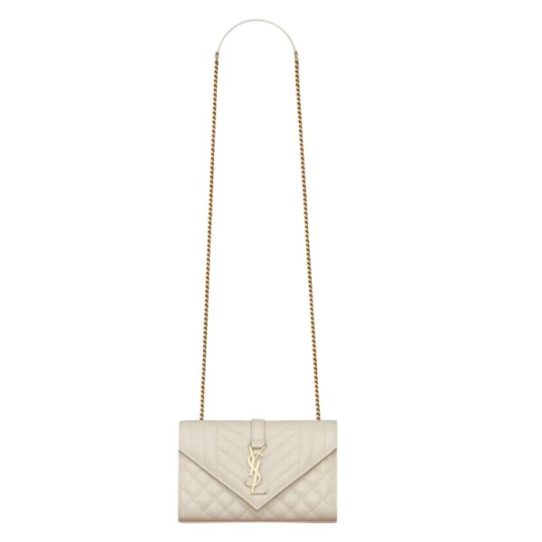 SAINT LAURENT ENVELOPE SMALL IN QUILTED GRAIN DE POUDRE EMBOSSED LEATHER