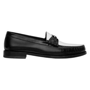CELINE LUCO TRIOMPHE LOAFER IN POLISHED BULL DARK BROWN-SILVER