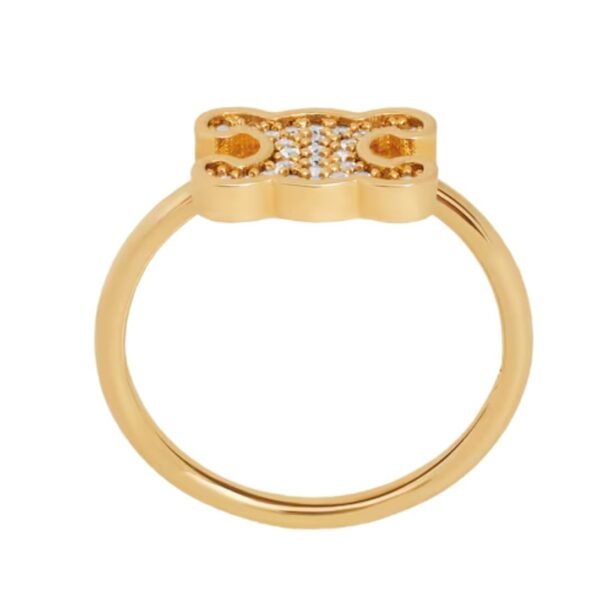 CELINE TRIOMPHE RHINESTONE SMALL RING IN BRASS WITH GOLD FINISH AND CRYSTALS