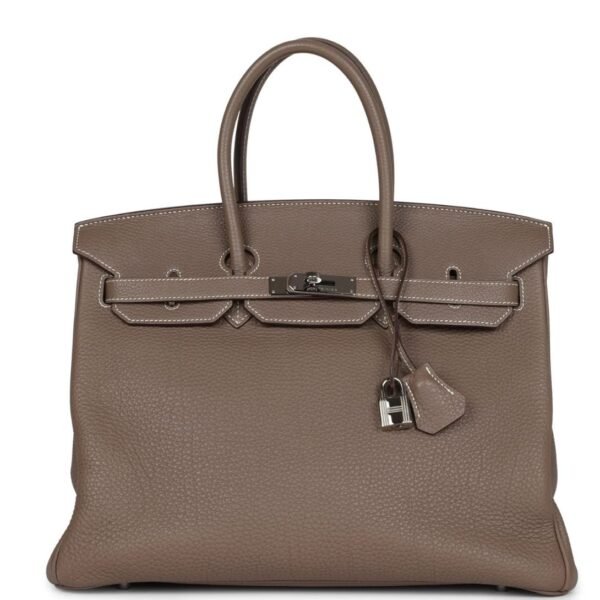 PRE-OWNED HERMÈS BIRKIN 35 ETOUPE TOGO PALLADIUM HARDWARE