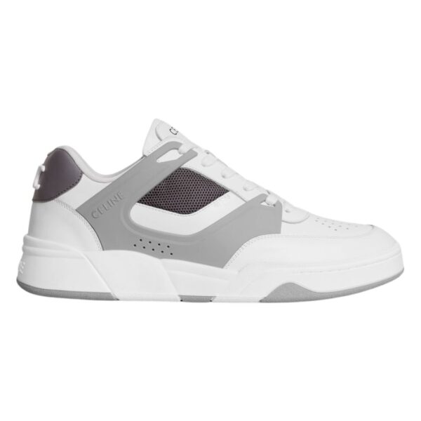 CELINE TRAINER CT 09 LOW LACE UP SNEAKER IN CALFSKIN AND MESH OPTIC WHITE-GREY