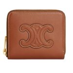 CELINE COMPACT ZIPPED WALLET CUIR TRIOMPHE IN SMOOTH CALFSKIN TAN