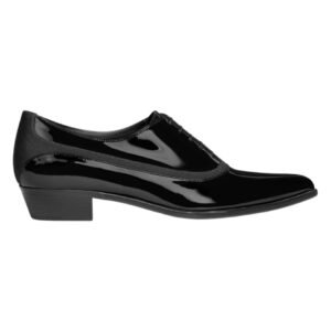 CELINE JUDE OXFORD IN PATENT CALFSKIN AND GROS GRAIN BLACK