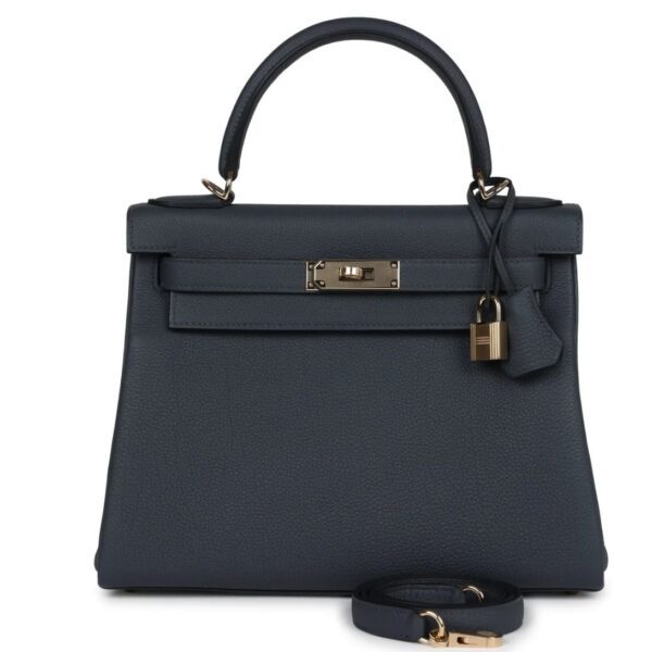 HERMÈS KELLY RETOURNE 28 GRIS MISTY TOGO PERMABRASS HARDWARE