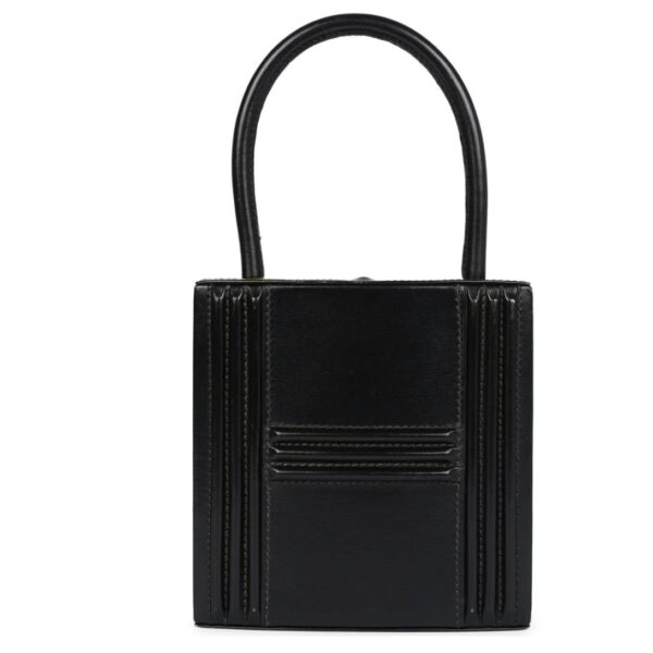 VINTAGE HERMÈS MINI CADENA LOCK BAG BLACK BOX CALF GOLD HARDWARE