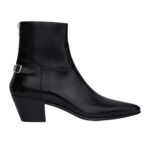 CELINE JACNO BACK BUCKLE ZIPPED BOOT IN SHINY CALFSKIN