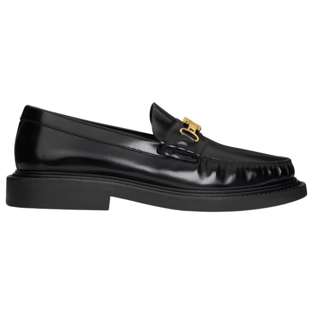 CELINE UNIVERSITÉ TRIOMPHE CHAIN LOAFFER IN POLISHED BULL BLACK