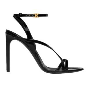 CELINE AVA TRIOMPHE STILETTO SANDAL IN PATENT CALFSKIN MILK