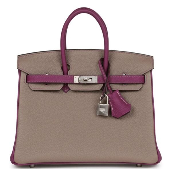 HERMÈS SPECIAL ORDER HSS BIRKIN 25 GRIS ASPHALTE AND ANENOME TOGO BRUSHED PALLADIUM HARDWARE