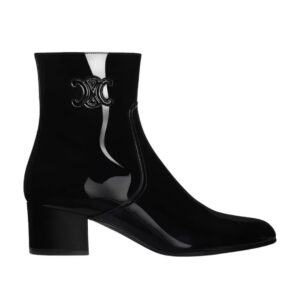 CELINE LES BOTTES TRIOMPHE ZIPPED BOOT IN PATENT CALFSKIN BLACK