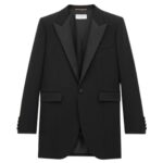 SAINT LAURENT TUXEDO JACKET IN GRAIN DE POUDRE