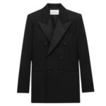 SAINT LAURENT TUXEDO JACKET IN GRAIN DE POUDRE