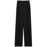SAINT LAURENT WIDE LEG PANTS IN GRAIN DE POUDRE
