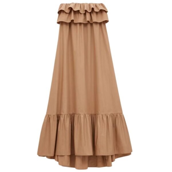 SAINT LAURENT RUFFLED DRESS IN COTTON SERGE