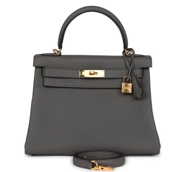 HERMÈS KELLY RETOURNE 28 ETAIN TOGO GOLD HARDWARE
