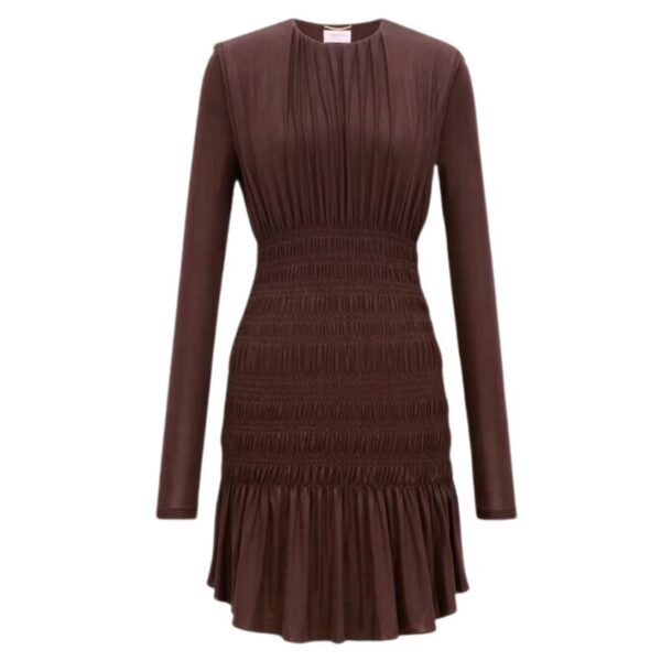 SAINT LAURENT SMOCKED DRESS IN LAMÉ JERSEY