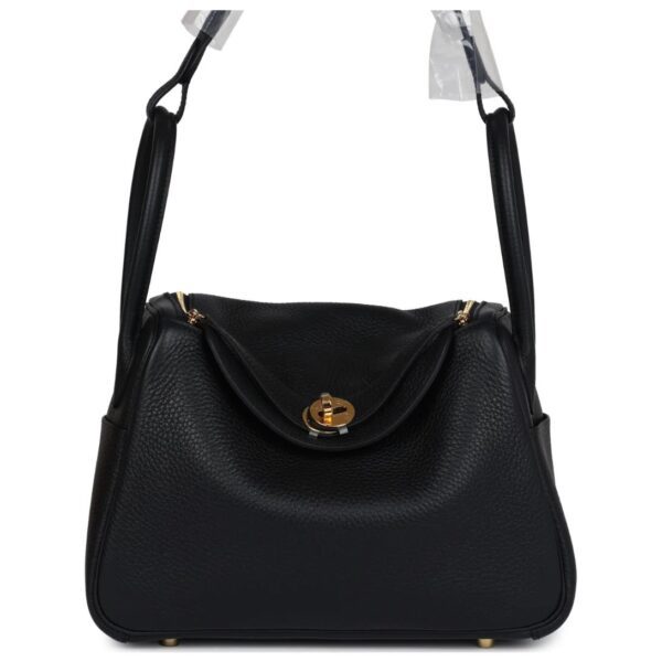 HERMÈS LINDY 26 BLACK CLEMENCE GOLD HARDWARE