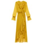 SAINT LAURENT RUFFLED DRESS IN SILK CREPON MUSLIN