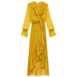 SAINT LAURENT RUFFLED DRESS IN SILK CREPON MUSLIN