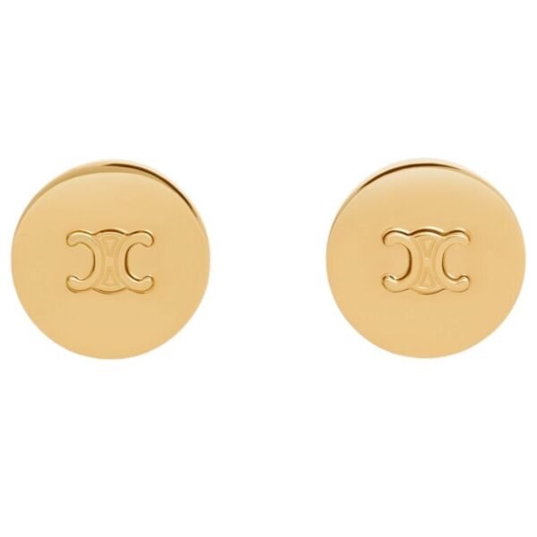 CELINE TRIOMPHE SIGNET EARRINGS IN BRASS WITH GOLD FINISH