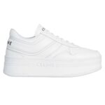 CELINE BLOCK SNEAKERS WITH WEDGE OUTSOLE IN CALFSKIN OPTIC WHITE
