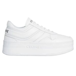 CELINE BLOCK SNEAKERS WITH WEDGE OUTSOLE IN CALFSKIN OPTIC WHITE