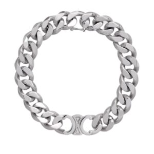CELINE TRIOMPHE GOURMETTE BRACELET IN BRASS WITH RHODIUM FINISH