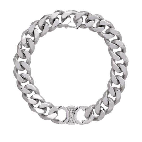 CELINE TRIOMPHE GOURMETTE BRACELET IN BRASS WITH RHODIUM FINISH