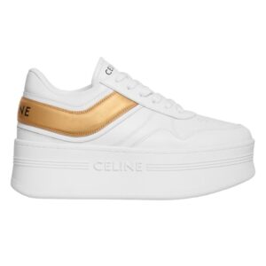CELINE BLOCK SNEAKERS WITH WEDGE IN CALFSKIN AND LAMINATED CALFSKIN