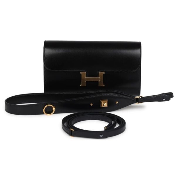 HERMÈS ROCK CONSTANCE WALLET TO GO BLACK BOX GOLD HARDWARE
