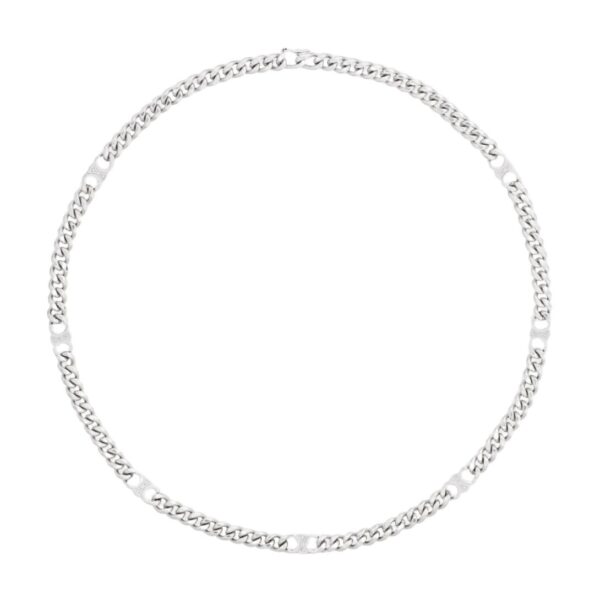 CELINE TRIOMPHE SMALL GOURMETTE NECKLACE IN BRASS WITH RHODIUM FINISH
