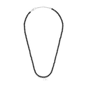CELINE MONOCHROMS BEADS NECKLACE IN ONYX AND BRASS WITH RHODIUM FINISH