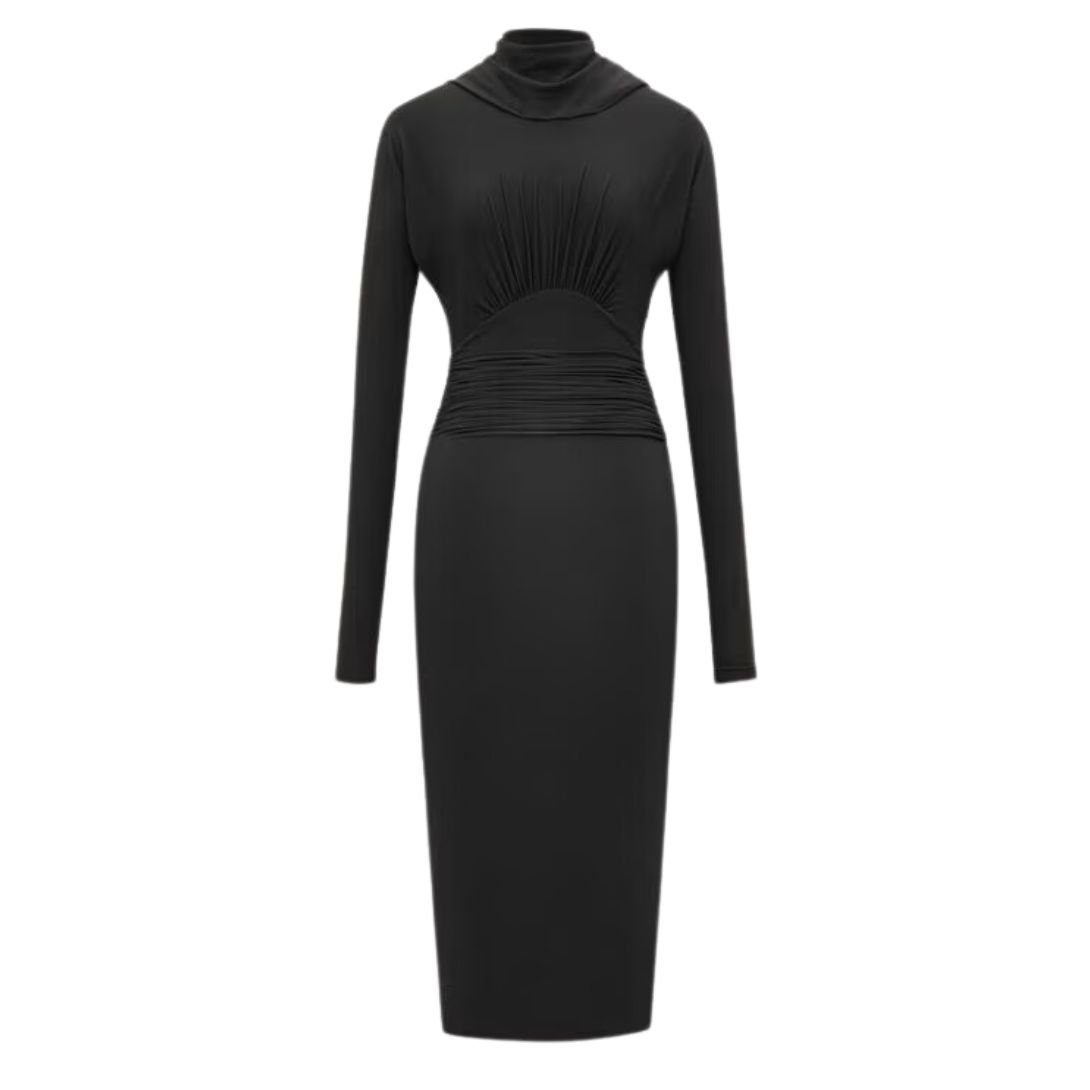 1-1189.jpg SAINT LAURENT COWL BACK DRESS IN JERSEY