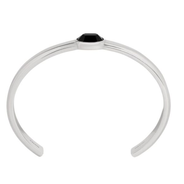 CELINE BEVELLED CUFF IN ONYX AND STERLING SILVER WITH RHODIUM FINISH