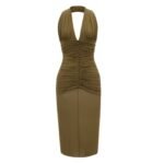 SAINT LAURENT HALTER DRESS IN SILK CREPE