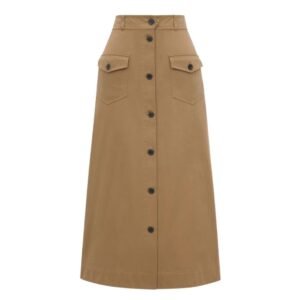 SAINT LAURENT MIDI SKIRT IN COTTON SERGE