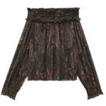 SAINT LAURENT SMOCKED BLOUSE IN LUREX PAISLEY SILK