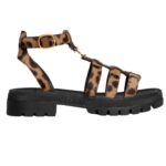 CELINE CLEA TRIOMPHE GLADIATOR SANDAL IN LEOPARD PRINTED HAIRY CALFSKIN